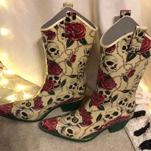 Skull with Roses Rain boots